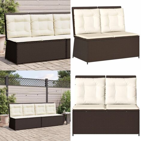 Panca Reclinabile da Giardino con Cuscini Marrone in Polyrattan - Seduta da giardino - Cuscini per panca
