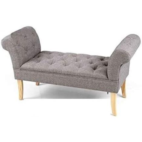 Panca retrò in tessuto scendiletto grigio cm 103 x 40 x 60 h