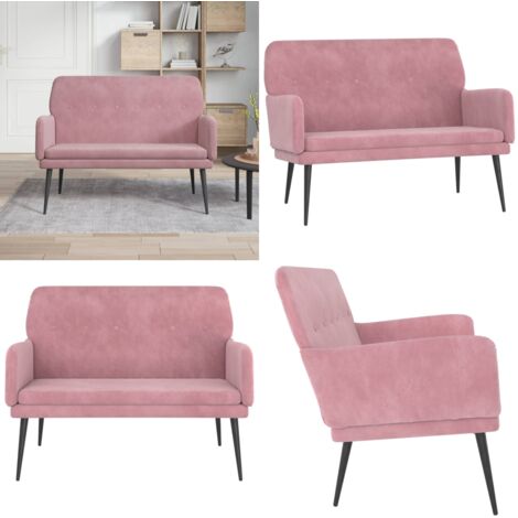 Panca Rosa 108x79x79 cm in Velluto - Seduta in velluto - Panca in metallo