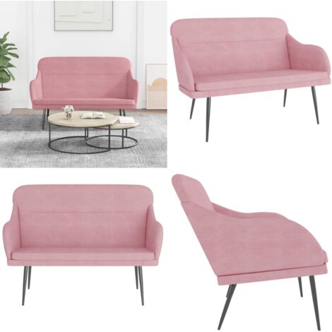 Panca Rosa 110x76x80 cm in Velluto - Seduta in velluto - Panca con schienale imbottito