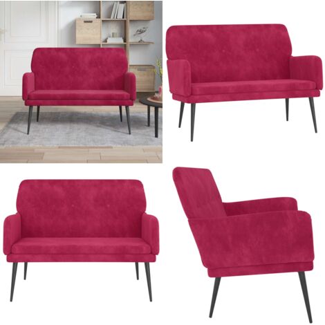 Panca Rosso Vino 108x79x79 cm in Velluto - Seduta in velluto - Panca rossa