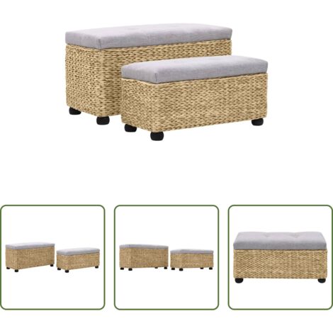 Panca rustica -  Set Panche 2 pz in Giunco Grigio