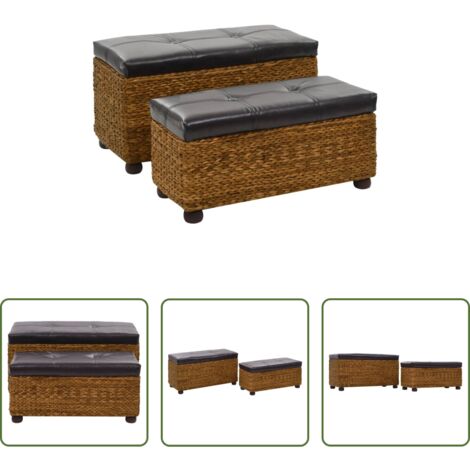Panca rustica -  Set Panche 2 pz in Giunco Marrone