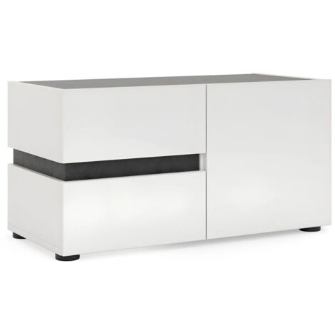 Panca Scarpiera Bianca 80x38x42 cm 1 Anta 2 Cassetti Soft-Close