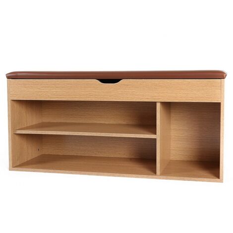 Panca scarpiera da ingresso 104x49 cm in legno rovere