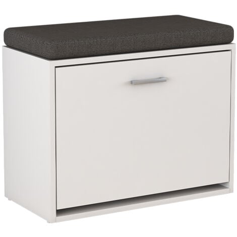 Panca scarpiera da ingresso Georg, Bianco, 60 x 49.5 cm con ripiano, Vicco