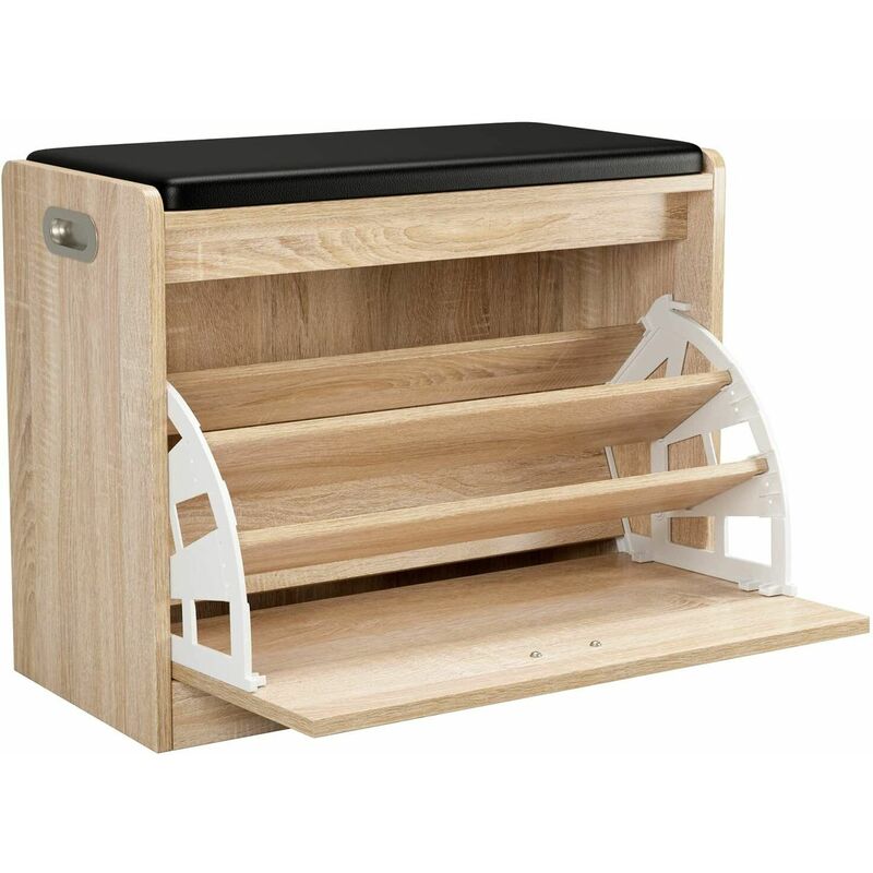 Scarpiera in legno a 2 ripiani, panca da ingresso con cuscino per corridoio, camera da letto, guardaroba, panca per riporre scarpe per organizzazione e comfort