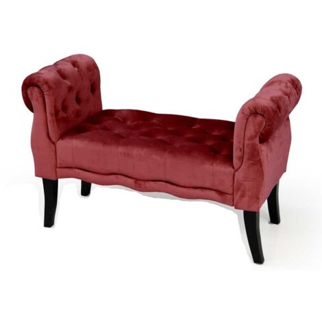 Panca scendiletto in velluto bordeaux cm100 x 40 x 61 h