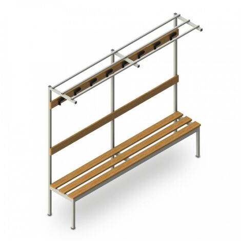 Panca spogliatoio alzata 200x39x184cm ganci appendiabiti Upper L