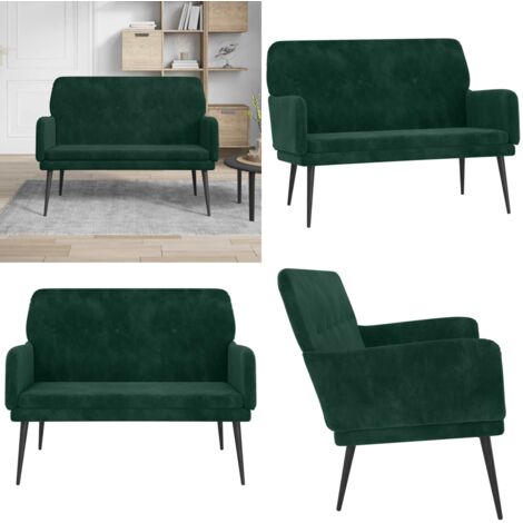 Panca Verde Scuro 108x79x79 cm in Velluto - Seduta in velluto - Panca in metallo