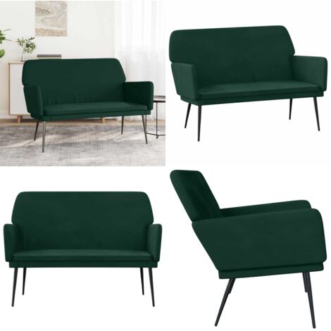 Panca Verde Scuro 108x79x79 cm in Velluto - Seduta in velluto - Panca in metallo