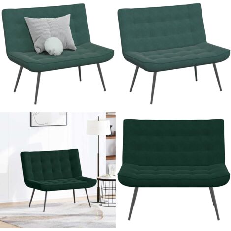 Panca Verde Scuro 110x74x84 cm in Velluto - Seduta in velluto - Panca in metallo