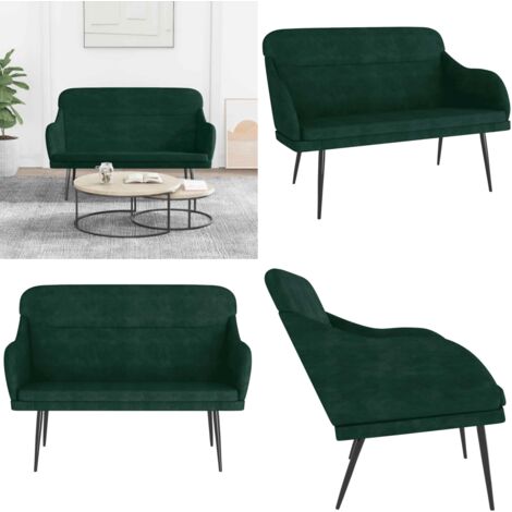 Panca Verde Scuro 110x76x80 cm in Velluto - Seduta in velluto - Panca in metallo