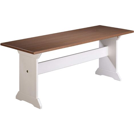 PANCA WESTERLAND 110X37X45H PINO MASSELLO VERNICIATO BIANCO E MARRONE SEPPIA
