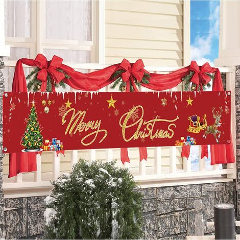 exterior cartel Navidad grande de 19,7 x 118 pulgadas,Feliz Navidad Banner Decoraciones para pared del hogar interior Pancarta Feliz Navidad 