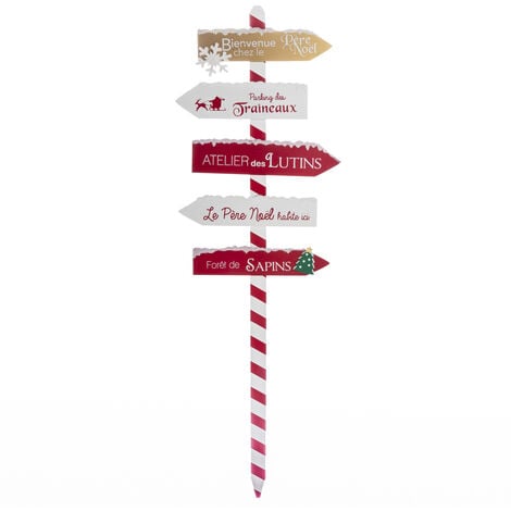 Pancarte en Bois Rouge Blanc 120 cm - FEERIC CHRISTMAS - Rouge