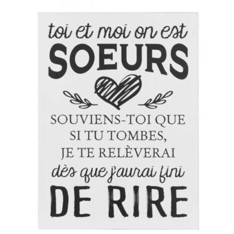 Pancarte Murale Déco "Sœurs" 61cm Blanc