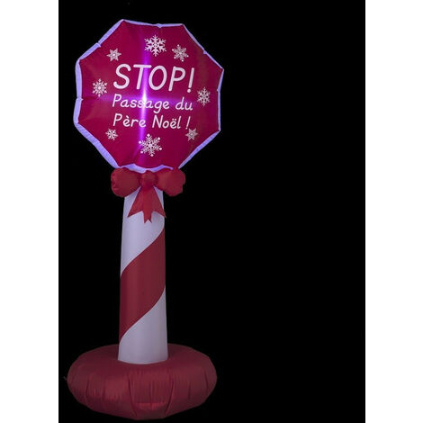 Pancarte père Noël 152 cm gonflable électrique lumineux - Rouge - Rouge et blanc