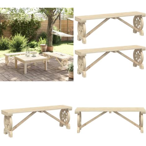Panche da Giardino 2 pz in Legno Massello di Abete - Panca da esterno - Panca in legno