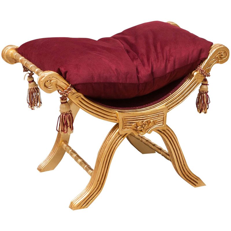 Poltroncina camera letto rossa 74x54x46cm Panca ingresso stile luigi xvi oro Panca fondo letto e poggiapiedi Arredamento barocco