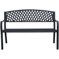 Balcone Relaxdays terrazza parcheggio 82 x 122 x 60 cm Telaio in Metallo Colore Naturale Panchina da Giardino per Esterni Stecche in Legno
