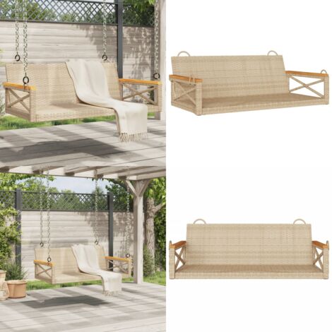 Panchina a Dondolo Beige 109x62x40 cm in Polyrattan - Rattan sintetico - Relax all'aperto