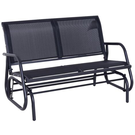 PANCHINA A DONDOLO BIPOSTO IN METALLO 123 X 70 X 87 CM NERA