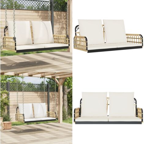 Panchina a Dondolo con Cuscini 105x58x38cm Polyrattan e Acciaio - Seduta a dondolo - Panchina da giardino