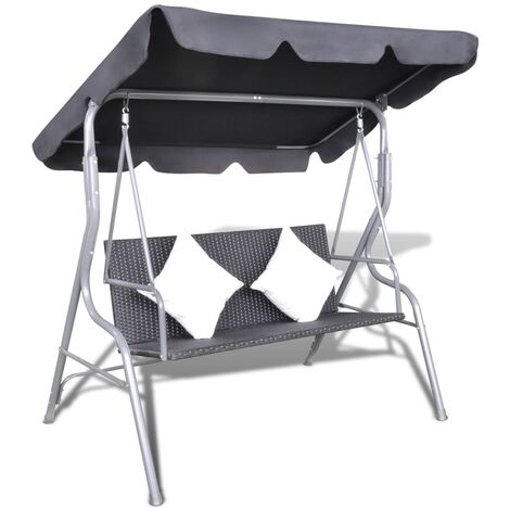 vidaXL Dondolo da Giardino con Baldacchino Nero Altalena Swing Amaca Esterni