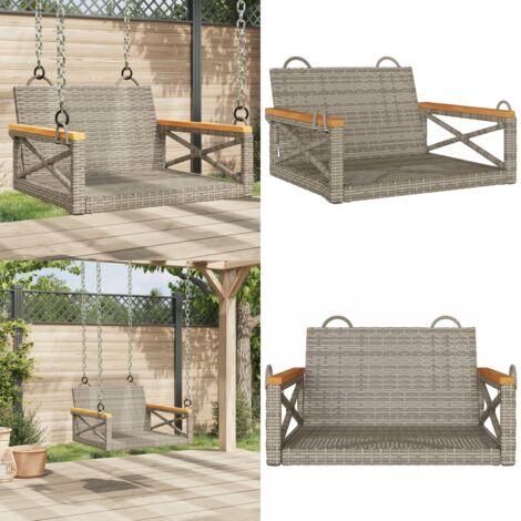 Panchina a Dondolo Grigia 63x62x40 cm in Polyrattan - Relax esterno - Rattan sintetico