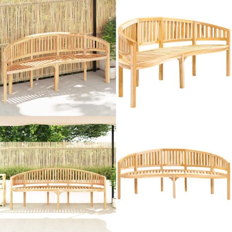 Panchina a Forma di Banana 200 cm in Legno Massello di Teak - Panca da giardino - Panca in legno