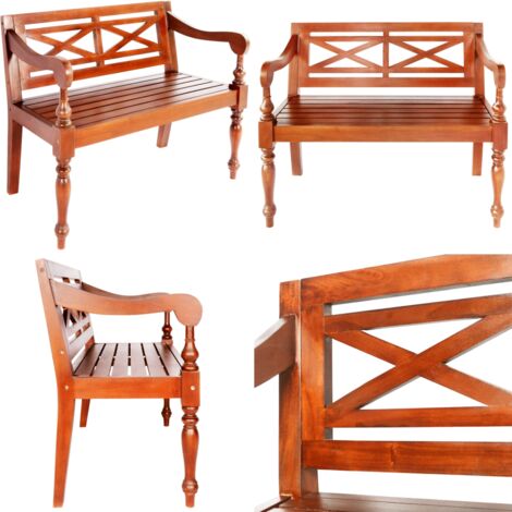 Panchina Batavia 98 cm Legno Massello di Mogano Marrone Scuro - Panca da interno - Panca per casa