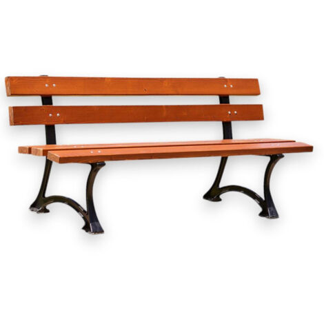 Panchina da esterno 3 posti 150x58xH72 cm giardino parco in ghisa e doghe in legno Park Maxi