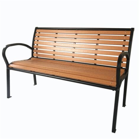 panchina da esterno con braccioli eurogarden in metallo effetto legno 125x60x80 cm