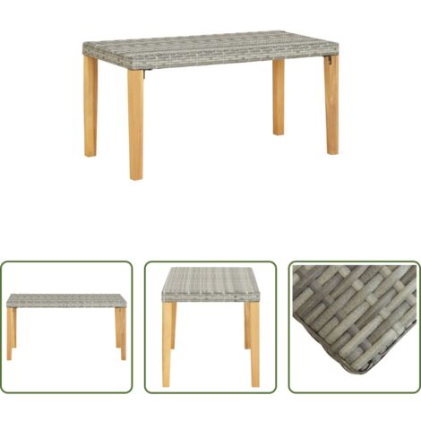 Panchina da esterno -  Panchina da Giardino 120 cm Grigia Polyrattan e Legno Acacia