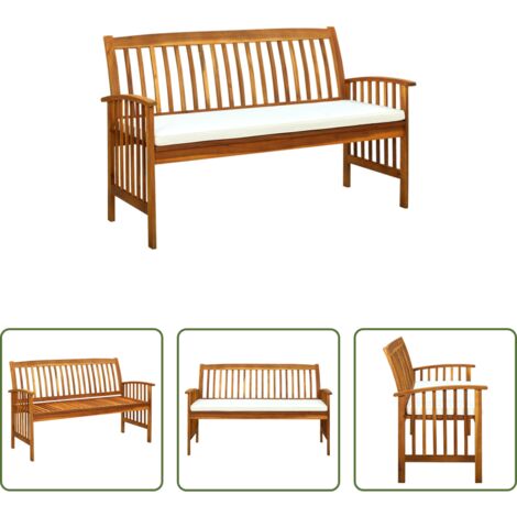 Panchina da esterno -  Panchina da Giardino con Cuscino 147cm Legno Massello di Acacia