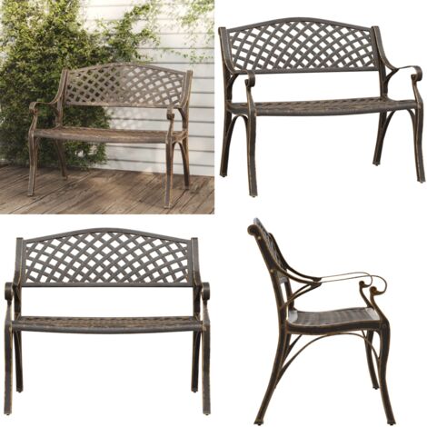 Panchina da Giardino 102 cm in Alluminio Pressofuso Bronzo - Panca da esterno - Panca in alluminio