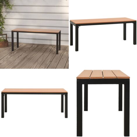 Panchina da Giardino 110 cm Marrone e Nera in Acciaio e WPC - Panca da patio - Seduta esterna
