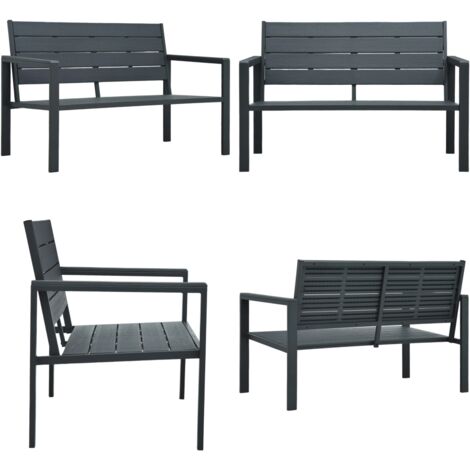 Panchina da Giardino 120 cm in HDPE Grigia con Aspetto Legno - Panca esterna - Panca in plastica