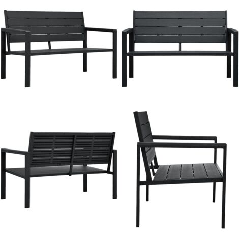 Panchina da Giardino 120 cm in HDPE Nera Aspetto Legno - Panchina esterna - Panchina in plastica