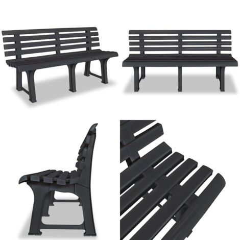 Panchina da Giardino 145,5 cm in Plastica Antracite - Panca in plastica - Panca all'aperto