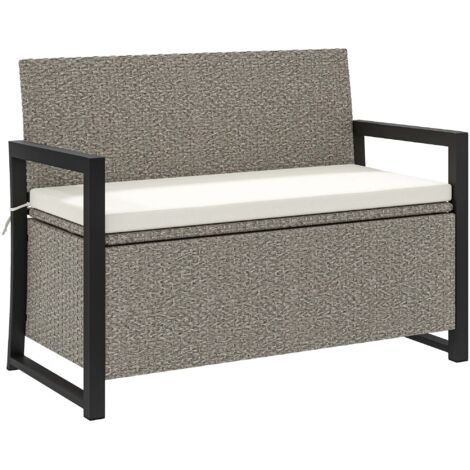 Panchina da Giardino 2 Posti 117x60x86 cm Contenitore da 151.5L in Rattan PE Crema