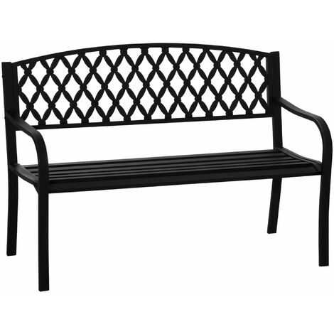 Panchina da Giardino 2 Posti 128x58,5x89 cm in Acciaio e Ghisa Nero