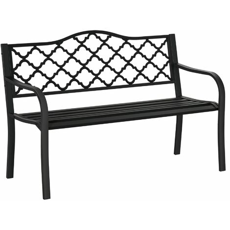 Panchina da Giardino 2 Posti 128x58,5x89 cm in Acciaio e Ghisa Nero