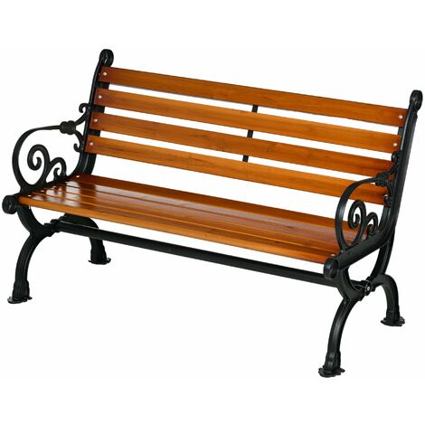 Panchina da Giardino 2 Posti con Braccioli 120x64x79 cm in Alluminio e Legno Teak