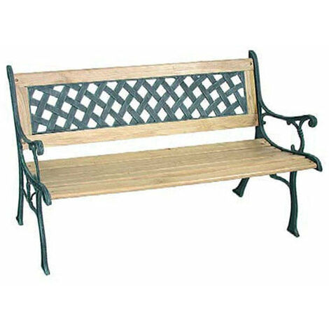 Panchina da Giardino 2 Posti in Ghisa e Legno Quadri