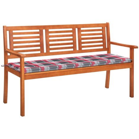 Panchina da Giardino 3 Posti e Cuscino 150cm Massello Eucalipto vidaXL