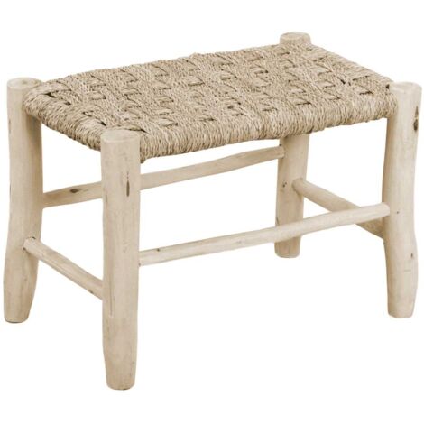 Panchina da Giardino 60x40xh41 cm in Legno Seduta Impagliata Naturale