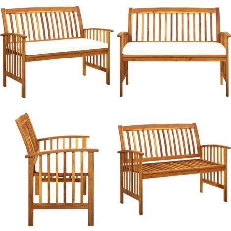 Panchina da Giardino con Cuscino 119 cm Legno Massello d'Acacia - Panchina in legno - Cuscino da giardino