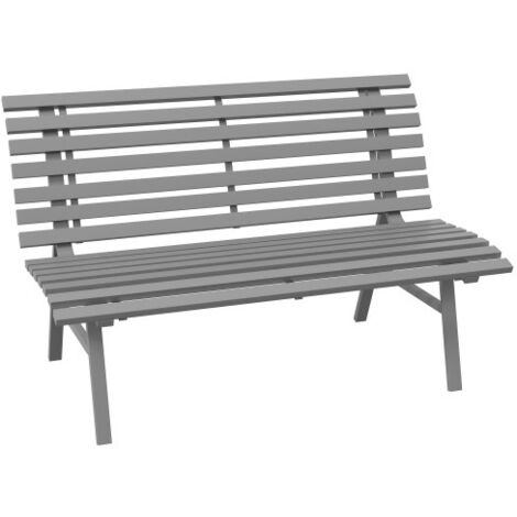Panchina da giardino / da parco a 2 posti con schienale – Alluminio – 123x67x79 cm – Grigio – Per giardino, terrazza o balcone